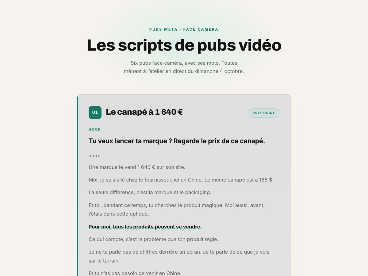 Aperçu : scripts de créatives
