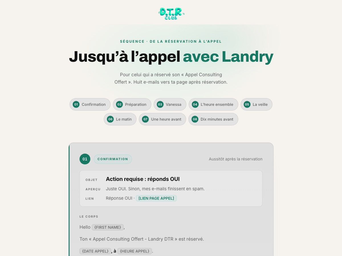 Aperçu : avant l’appel