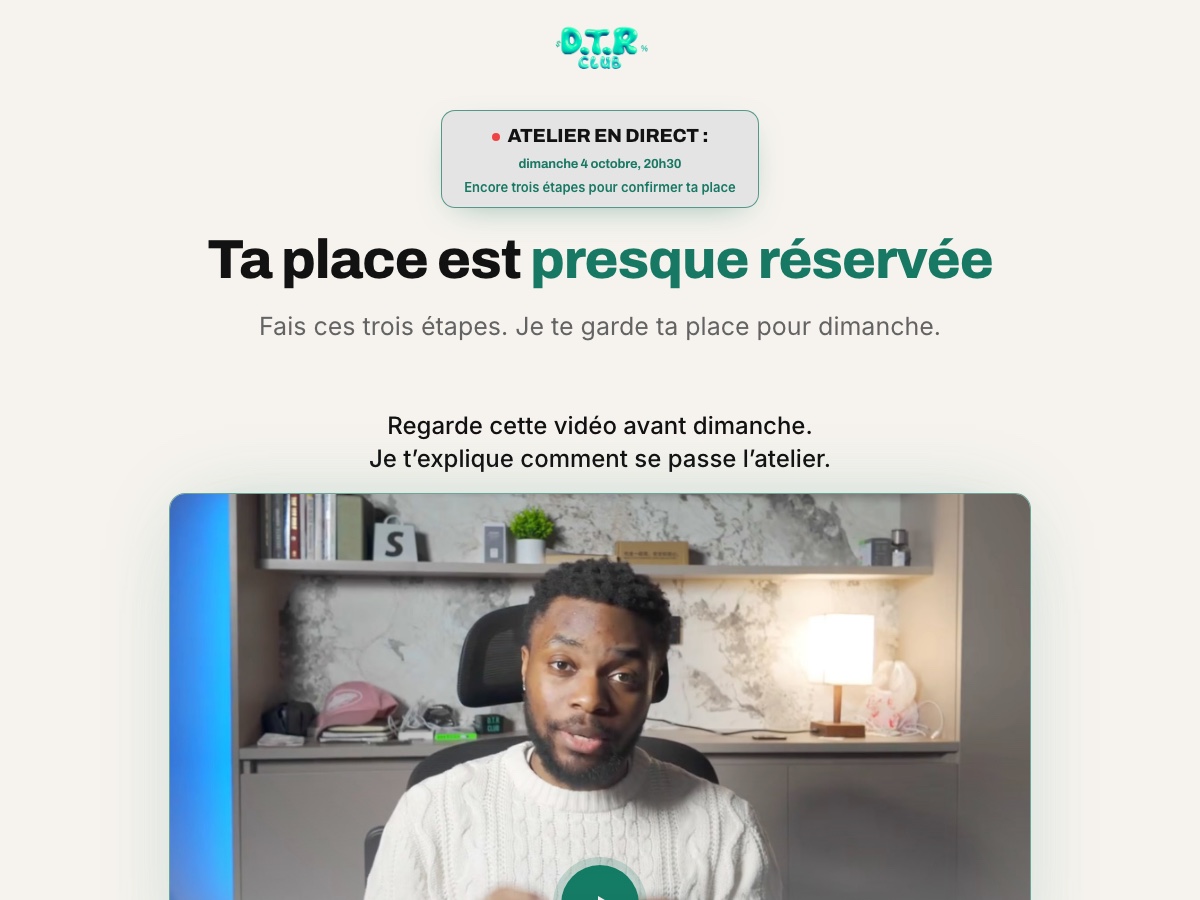 Aperçu : page de confirmation